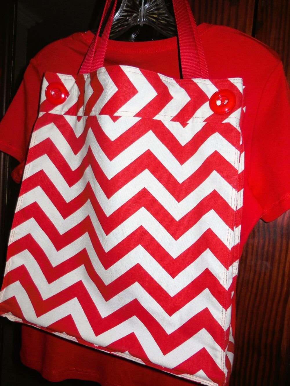 Tote Bag  Beach Bag  Travel Bag  Grocery Tote Large Red and White